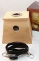 Moxa wooden box with 1 hole, metal grid, 10x9x9cm, 1 pc