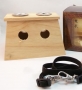 Moxa wooden box with 2 holes, metal grid, 1 pc